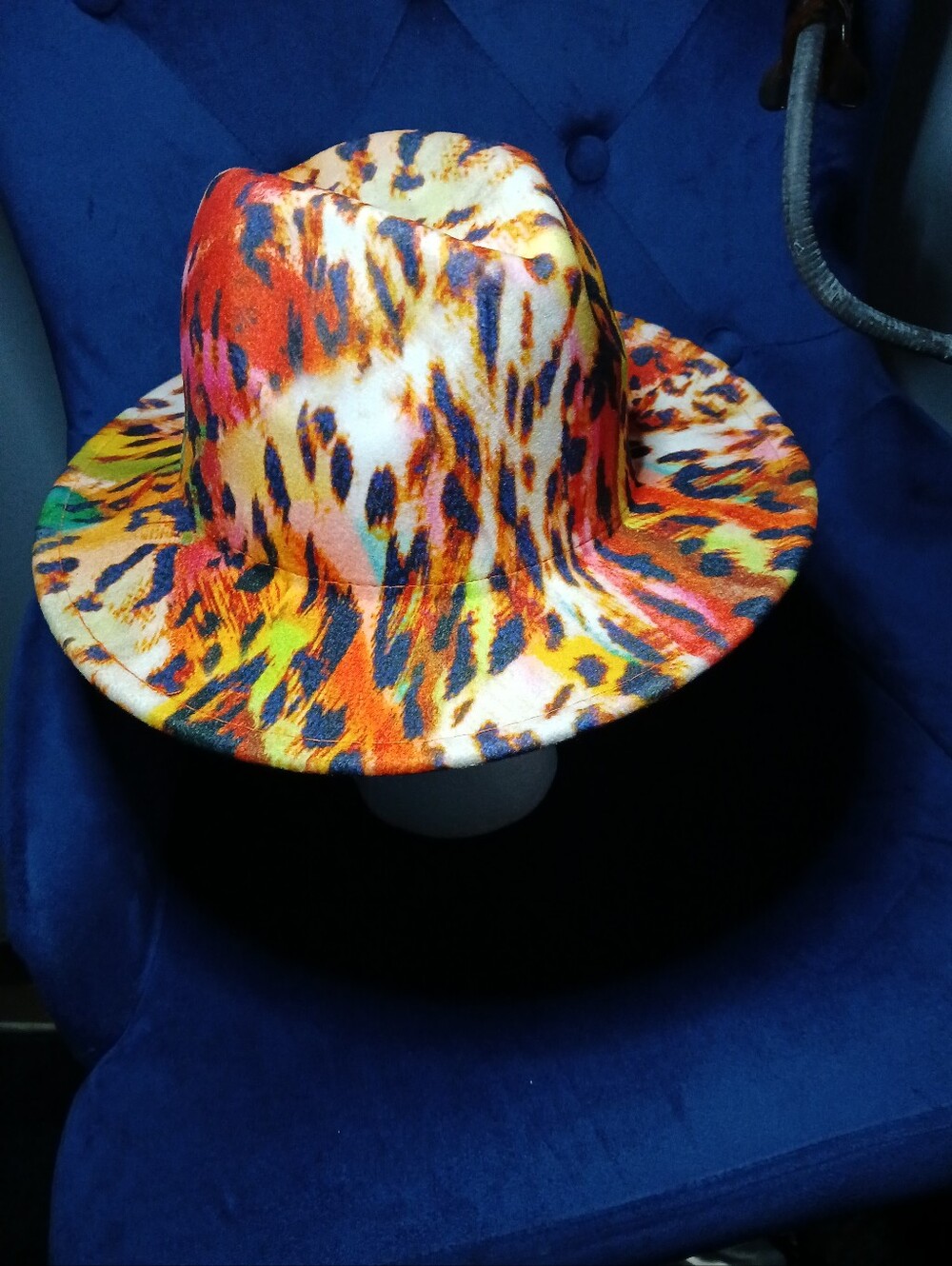 & Other Stories Multicolor Leopard-Print Fedora Hat - Orange, Yellow, Blue